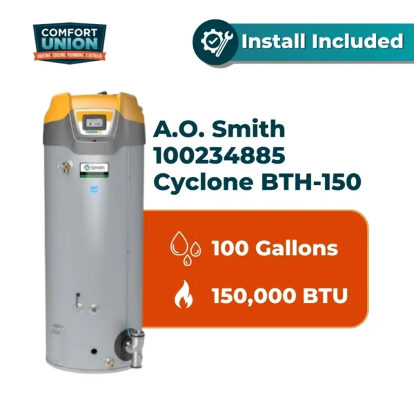 A.O. Smith 100234885 Cyclone BTH-150 Tall Commercial Natural Gas Water Heater