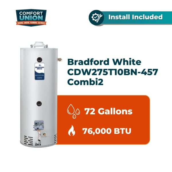 Bradford White CDW275T10BN-457 Combi2 76k btu/hr Natural Gas Residential Water Heater