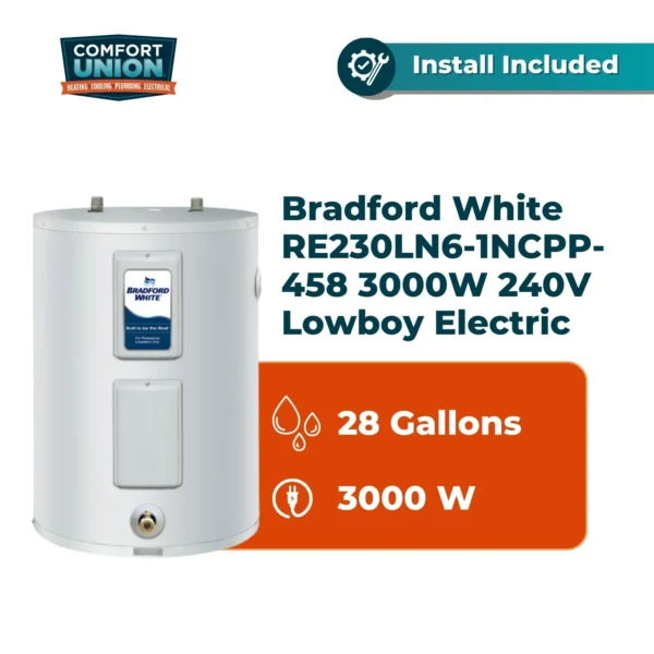 Bradford White RE230LN6-1NCPP-458 3000 W 240V Lowboy Residential Electric Water Heater