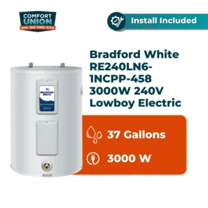 Bradford White RE240LN6-1NCPP-458 3000 W 240V 75.5k btu/hr 2 Element Lowboy Residential Electric Water Heater