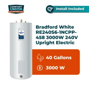 Bradford White RE240S6-1NCPP-458 3000 W 240V 2 Element Upright Standard Residential Electric Water Heater