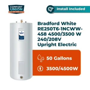 Bradford White RE250T6-1NCWW-458 4500/3500 W 240/208V 2 Element Upright Standard Residential Electric Water Heater