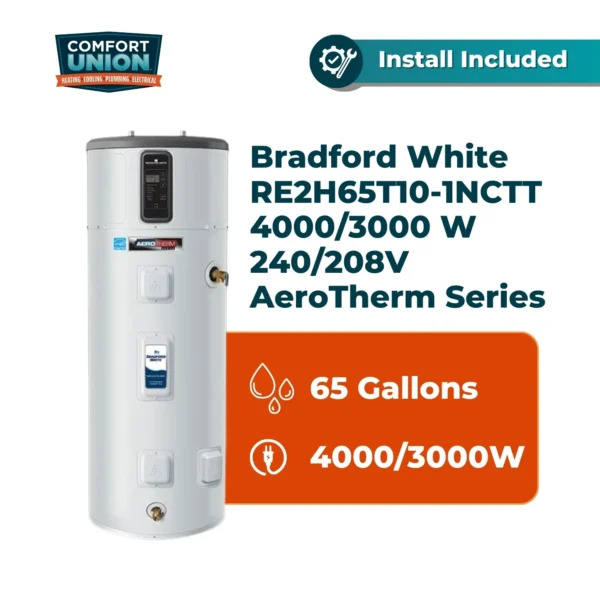 Bradford White RE2H65T10-1NCTT AeroTherm Series 65 gal 4000/3000 W 240/208V Tall Electric Heat Pump Water Heater