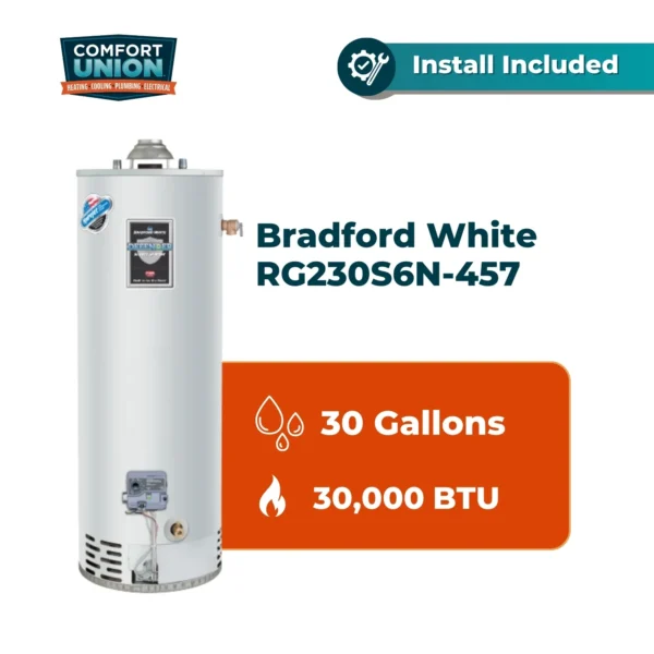 Bradford White RG230S6N-457 Defender Safety System 30k btu/hr Natural Gas Standard Residential Water Heater