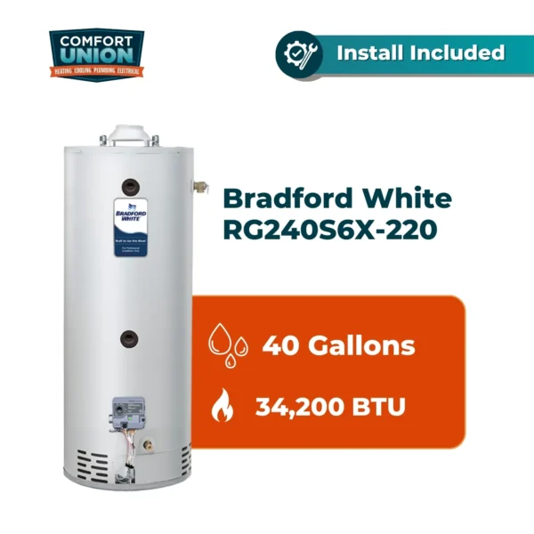 Bradford White RG240S6X-220 Defender Safety System 34.2k btu/hr Liquid Propane Standard Residential Water Heater