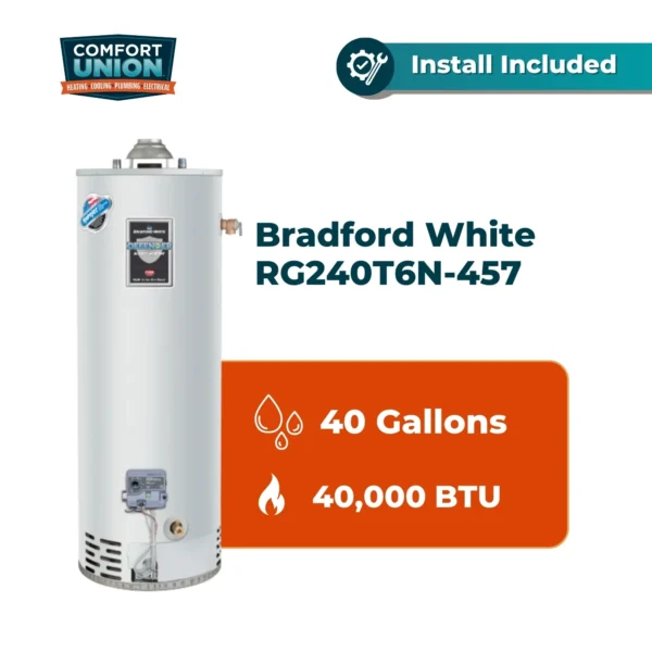 Bradford White RG240T6N-457 Defender Safety System 40 gal 40k btu/hr Natural Gas Tall Residential Water Heater