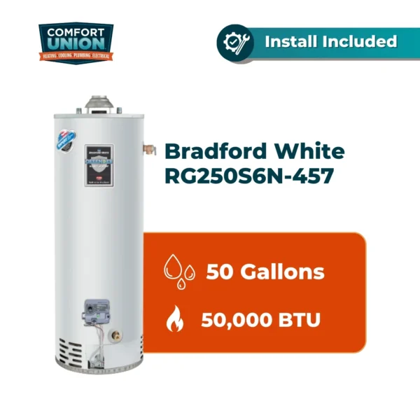 Bradford White RG250S6N-457 Defender Safety System 50 gal 50k btu/hr Natural Gas Tall Residential Water Heater