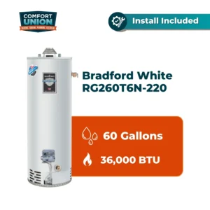 Bradford White RG260T6N-220 Defender Safety System 36k btu/hr Natural Gas Standard Residential Water Heater