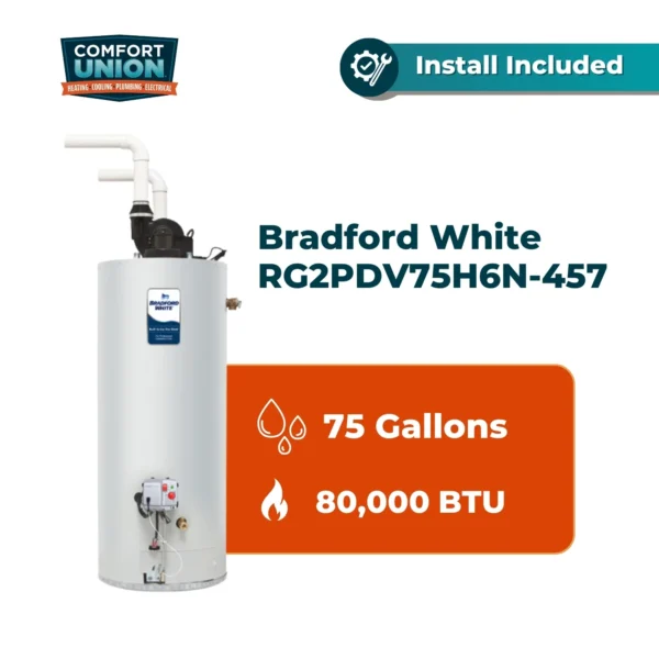 Bradford White RG2PDV75H6N-457 Defender Safety System 80k btu/hr Natural Gas Tall Residential Water Heater