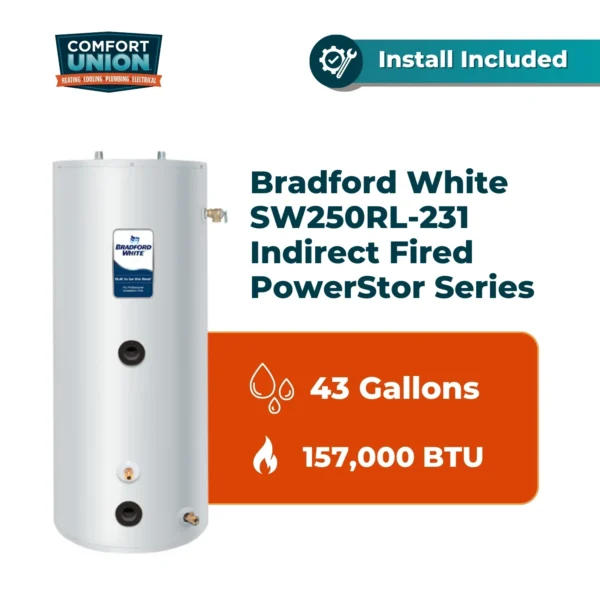 Bradford White SW250RL-231 Indirect Fired PowerStor Series 157 MBH Residential Indirect Water Heater