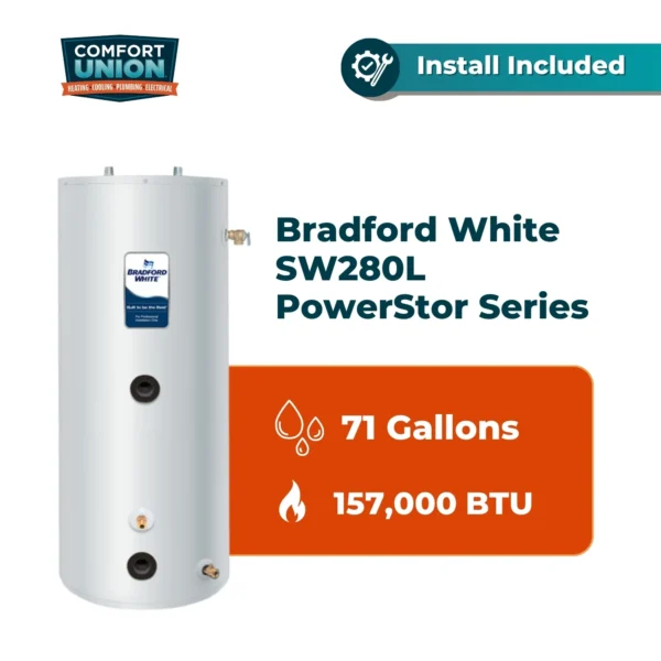 Bradford White SW280L PowerStor Series 157k btu/hr Indirect Fired Residential Water Heater