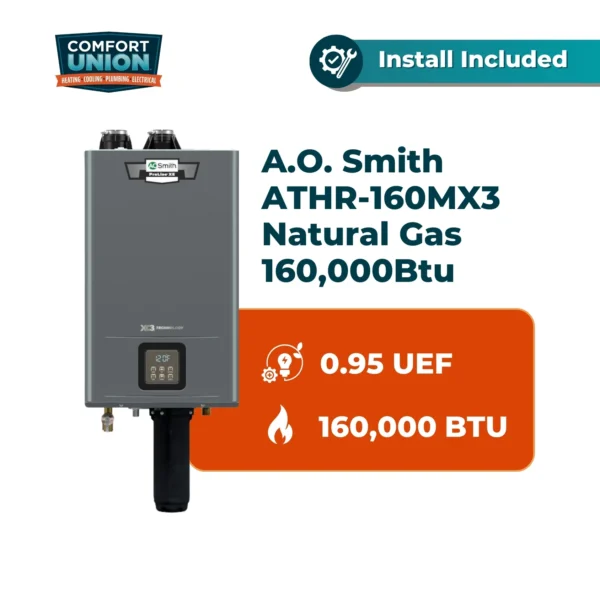 A.O. Smith ATHR-160MX3 Natural Gas 160,000Btu Condensing Tankless Water Heater