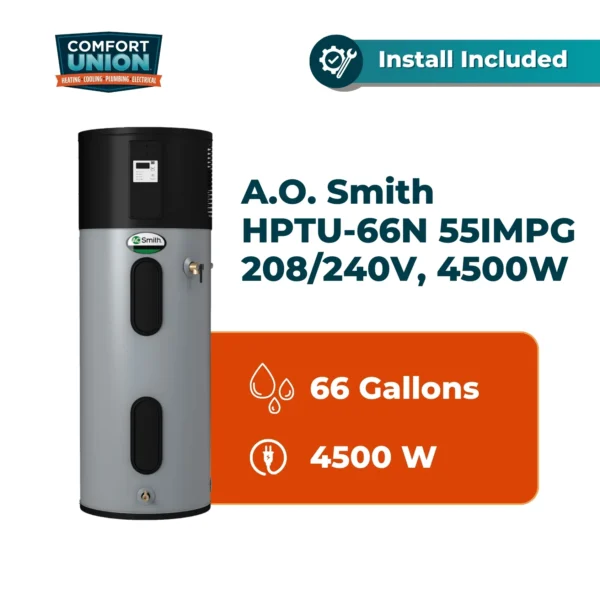 A.O. Smith HPTU-66N 55IMPG Electric Hybrid 208/240V, 4500W Water Heater