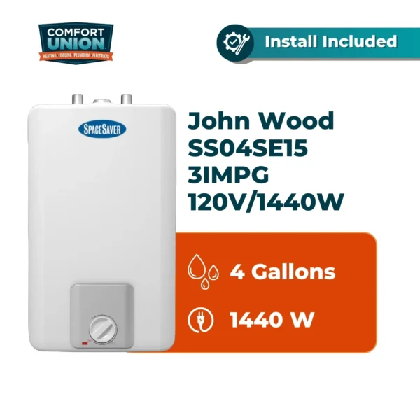 John Wood SS04SE15 3IMPG Electric 120V/1440W Plug-InWater Heater