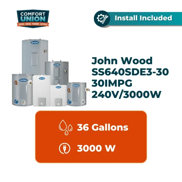 John Wood SS640SDE3-30 30IMPG Electric 240V/3000W Water Heater