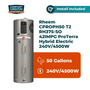 Rheem CPROPH50 T2 RH375-SO 42IMPG ProTerra Hybrid Electric 240V/4500W Water Heater with LeakGuard/LeakSense