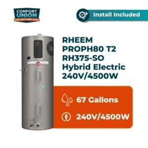 Rheem CPROPH80 T2 RH375-SO 67IMPG ProTerra Hybrid Electric 240V/4500W Water Heater with LeakGuard/LeakSense