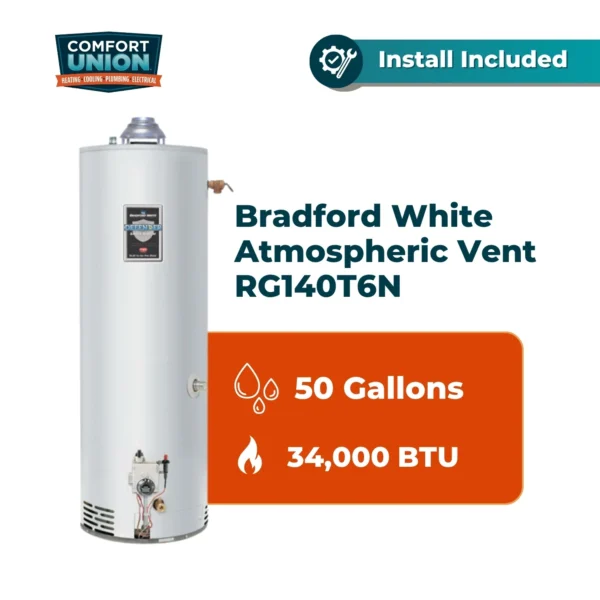 Bradford White Atmospheric Vent RG140T6N , 50Gal , 34,000 BTU