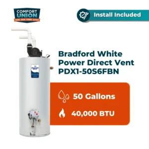 Bradford White Power Direct Vent PDX1-50S6FBN, 50-Gallon, 40,000 BTU | Calgary Installation
