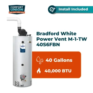 Bradford White Power Vent M-1-TW 40S6FBN, 40-Gallon, 40,000 BTU | Calgary Installation