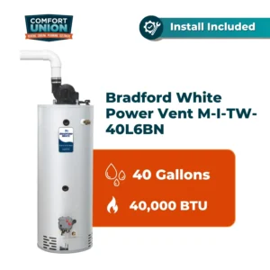 Bradford White Power Vent M-I-TW-40L6BN, 40-Gallon, 40,000 BTU | Calgary Installation